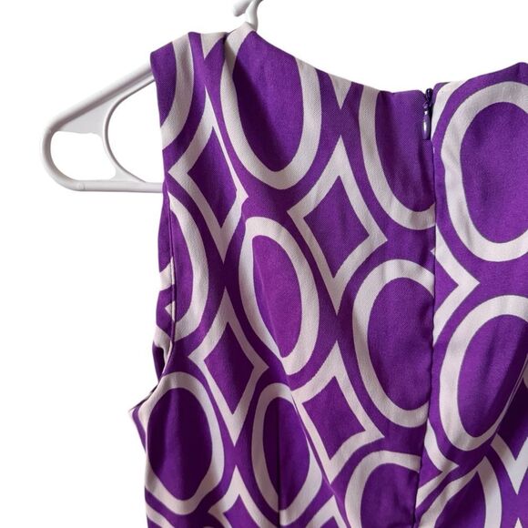 AGB Purple and White Diamond Pattern Sleeveless Zip Up Dress Size 10 - Picture 7 of 9